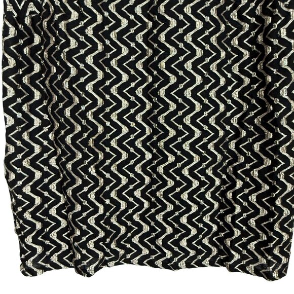 Evan-Picone Cowl Neck Dress Sz 16 Short Sleeve Ruched Zigzag Black Gold - Picture 5 of 8
